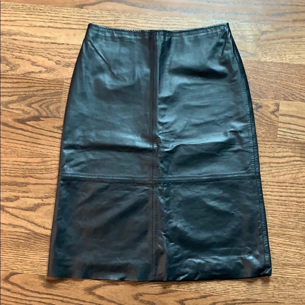 Leather midi skirt